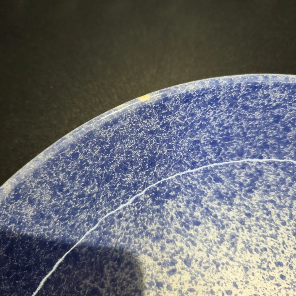 Aparicio Ceramics Blue And White Splatter Paint Design 9 1/4